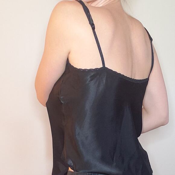 Vintage Union Tag Chantilly Maidenform Camisole Lingerie Lace Silky Black 36 - Picture 4 of 11